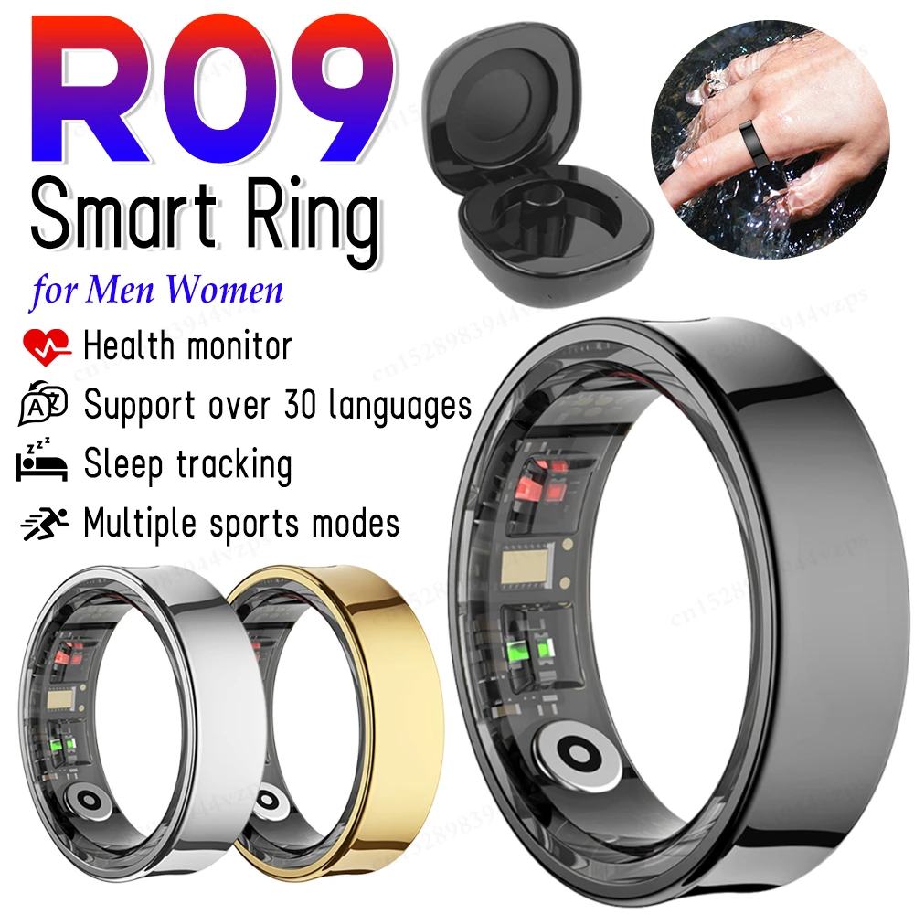 

R09 Smart Ring BT 5.2 Фитнес-кольцо Мульти спортивных режимов Мониторинг температуры тела Монитор сна для здоровья 5ATM Водонепроницаемый с чехлом