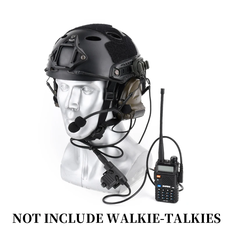 Tactical Communication Headset C2 with Hearing Protection 0.01s Active Noise Cancelling Ambient Sound Amplification U94 PTT Set