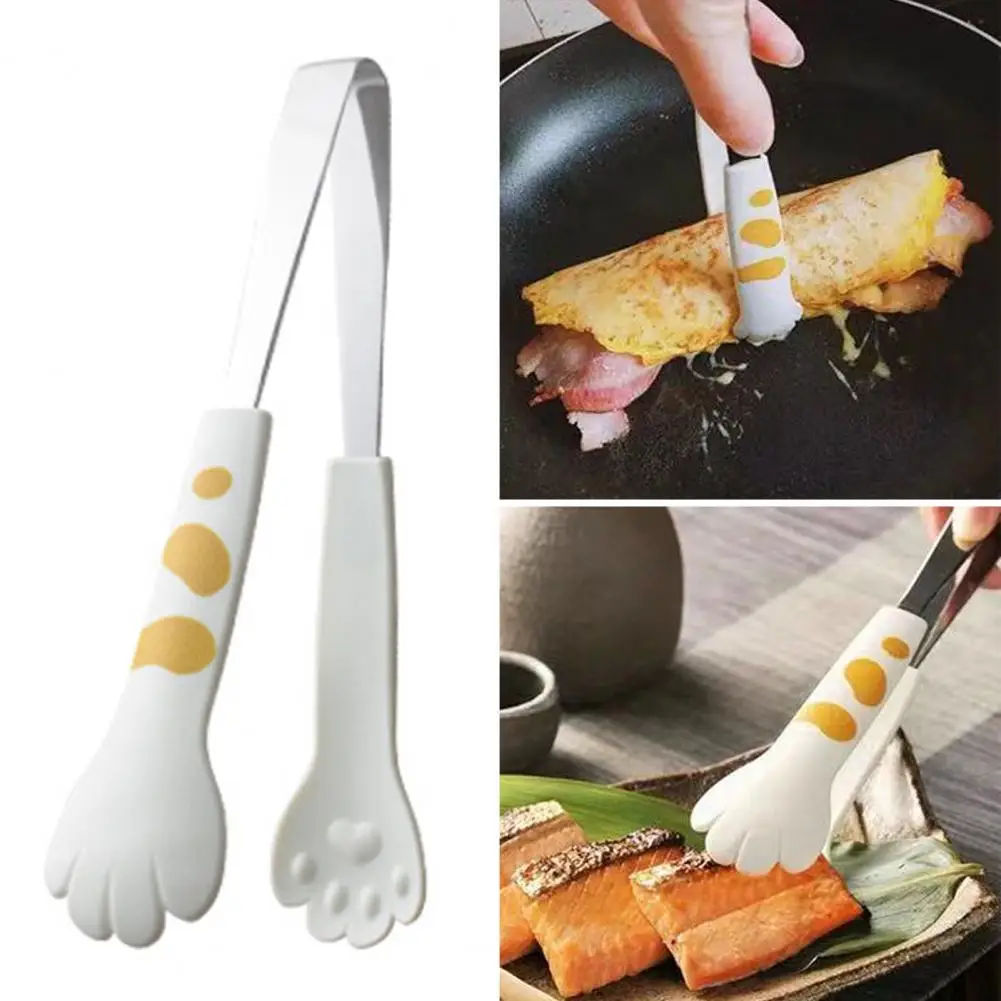 Stainless Steel Pliers Bread Folder Kitchen Accessory 3pcs Kitchen Tongs Set Stainless Steel Cat Paw Shape Cooking for Serving