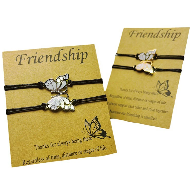 Butterfly Pinky Promise Friendship Gifts for Best Friend Matching Bracelets for Couples Sister Valentines Day Gift for Her