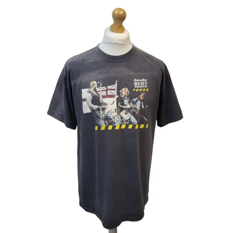Vintage  Status Quo Heavy Traffic Grey Short Sleeve T-Shirt Men's UK L