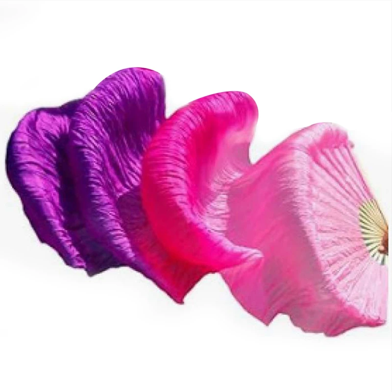 1PC 150cm Length Hot Sell Ms.Belly Dancing Fan Gradient Color Dancer Practice Long Imitation Dance Props Silk Fans