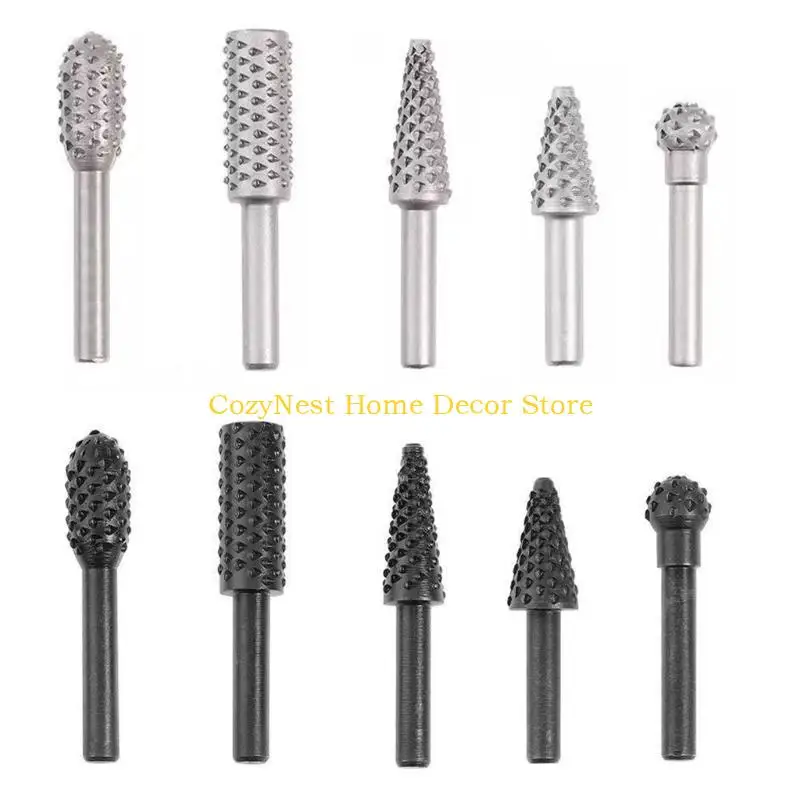 

92MF 5Pcs Woodworking Twist Drill Bit Carving File Rasp Drill Bit Electrical