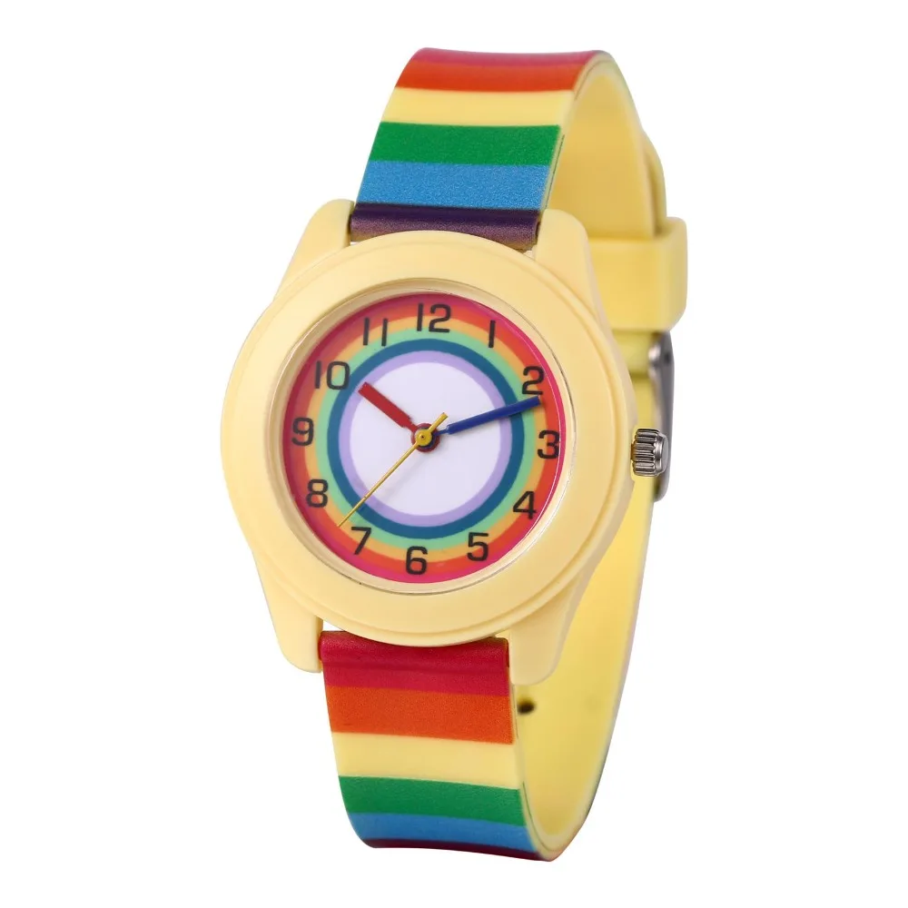 

Kids Sports Watch Cartoon Time Teacher Watch Colorful Rainbow Silicone Watches for Children Analog Quartz Wristwatch for Teens