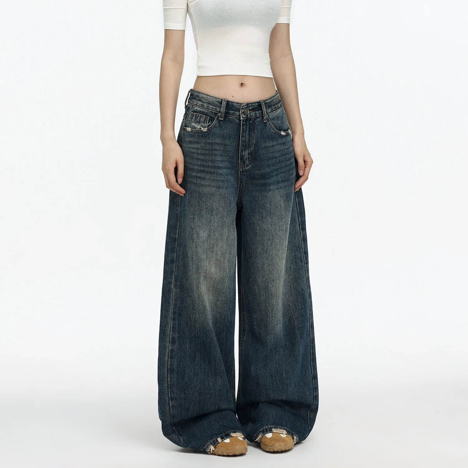American Retro Low-rise Wide-leg Jeans Women's 2026 Autumn New Thin Loose Mopping Straight Pants