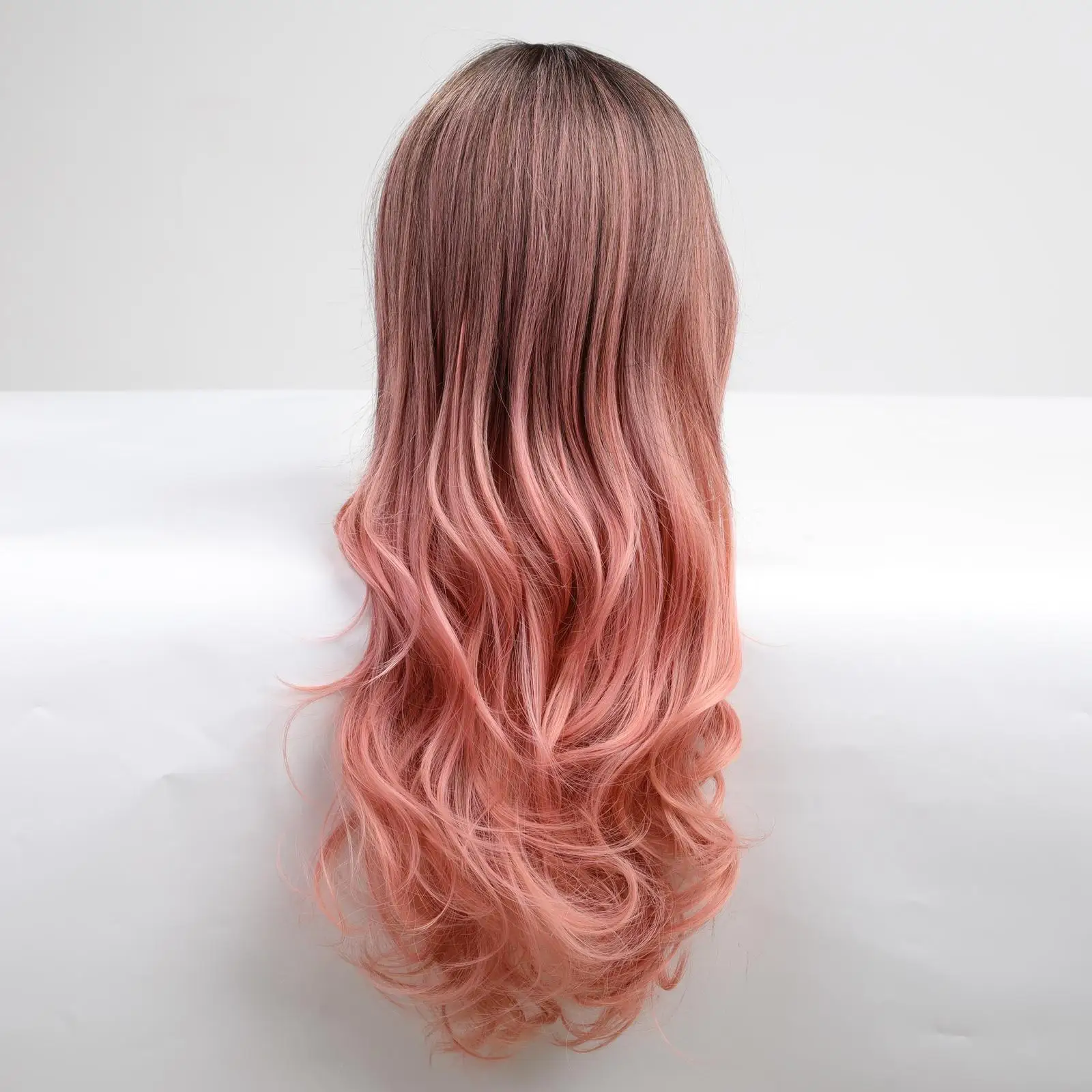 Peluca de pelo largo rosa para mujer, resistente al calor, cómodo, elegante, rizado, transpirable, sintético, para mascarada de Halloween