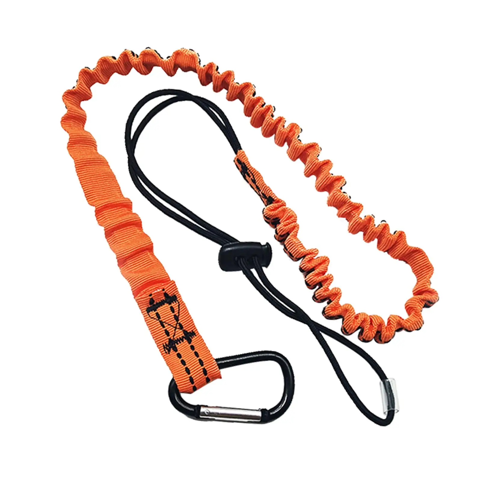 Fall Protection Lanyard Shock Absorbing Lanyard Stretch with Locking Carabiner Tether Tool Harness for Backpacking Outdoor