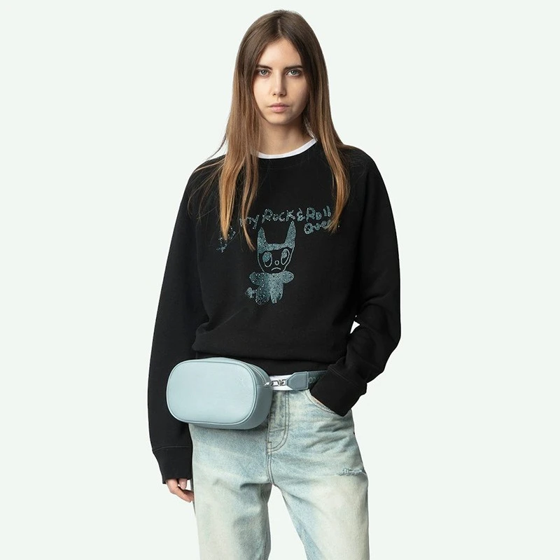 25 ربيع جديد الفرنسية المتخصصة الكلاسيكية ليتل مونستر الساخن الماس الأسود خشنة كم المرأة طاقم الرقبة سترة