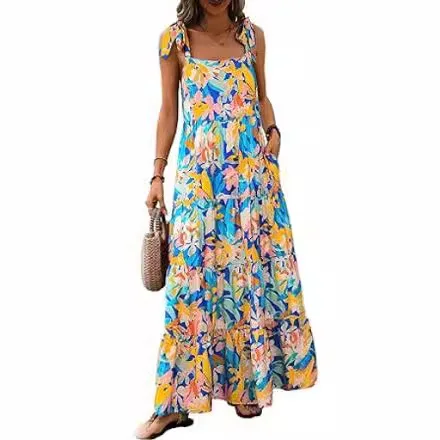 Vestido de férias para viagem, legal, popular, alças finas, sem mangas, tira impressa, verão, vestido casual