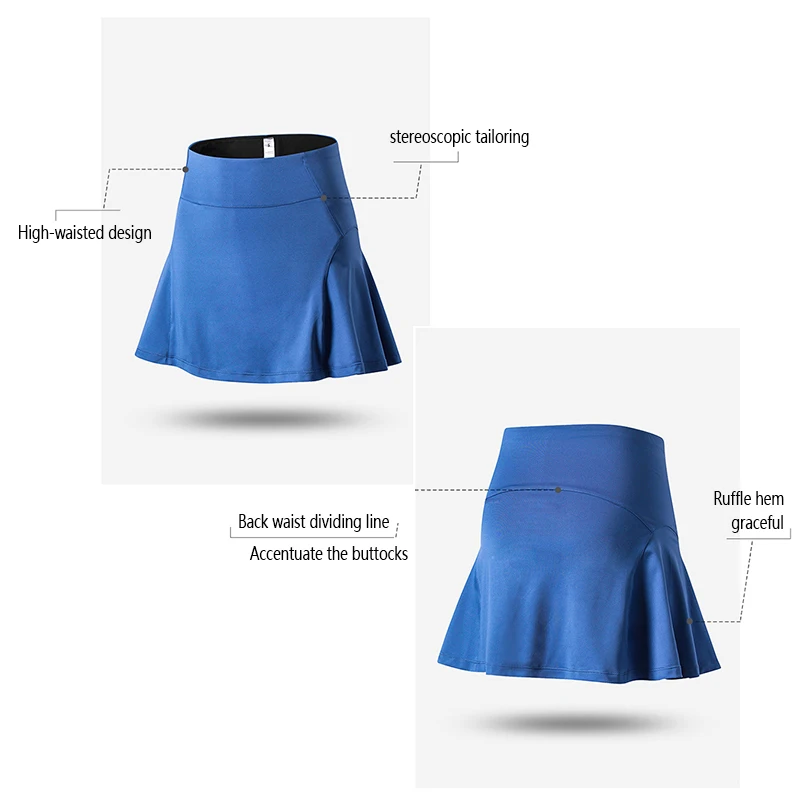 Women\'s High Waist Tennis Skirt Yoga Athletic Skirt Quick Dry Breathable Running Skort Anti-Exposure Slim Fit Active Skirt