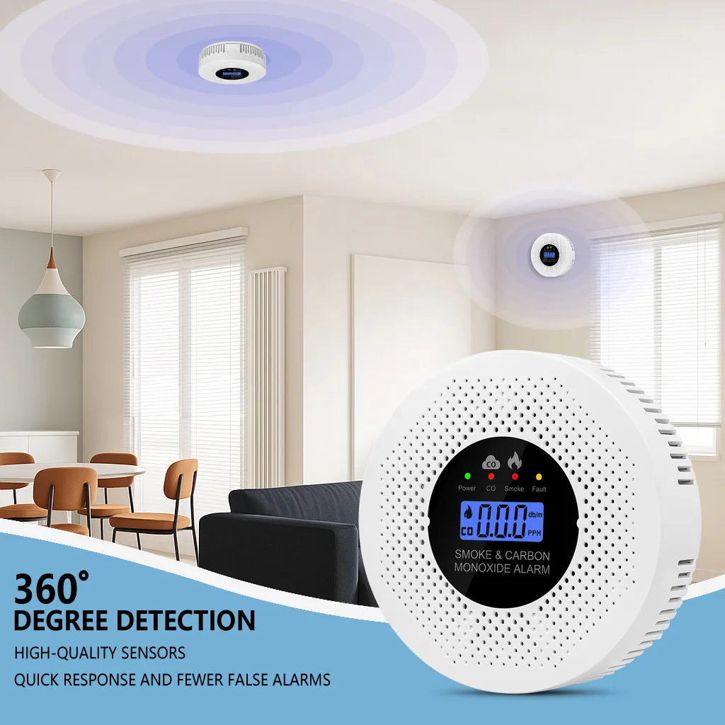 Smoke and Carbon Monoxide Combination Detector Wi-Fi Connected Wall-Mounted Model WJ-SC10 Cross-Border Foreign Trade