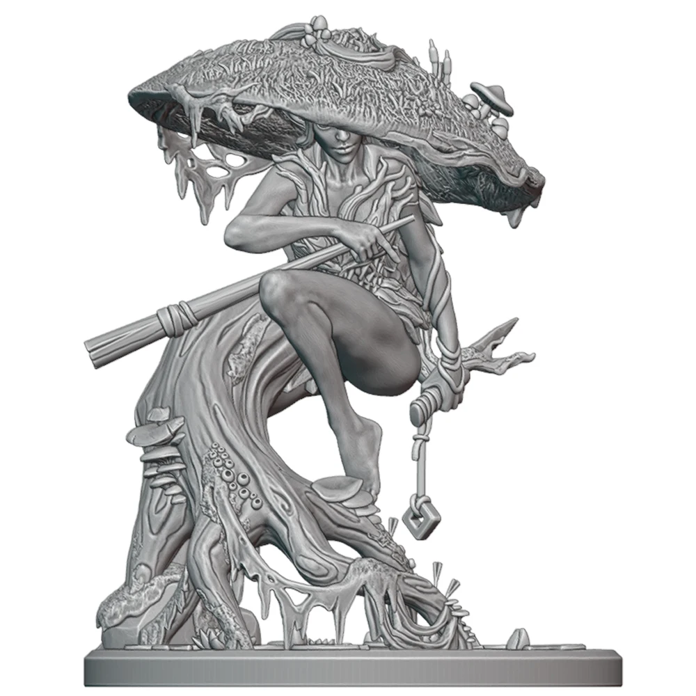 Forest Elf Maiden Leaf Outfit Spear Grey Model 1/24 Resin Figure Kit Unassembled Unpainted GK 3D Print DIY Statue Toy ﻿