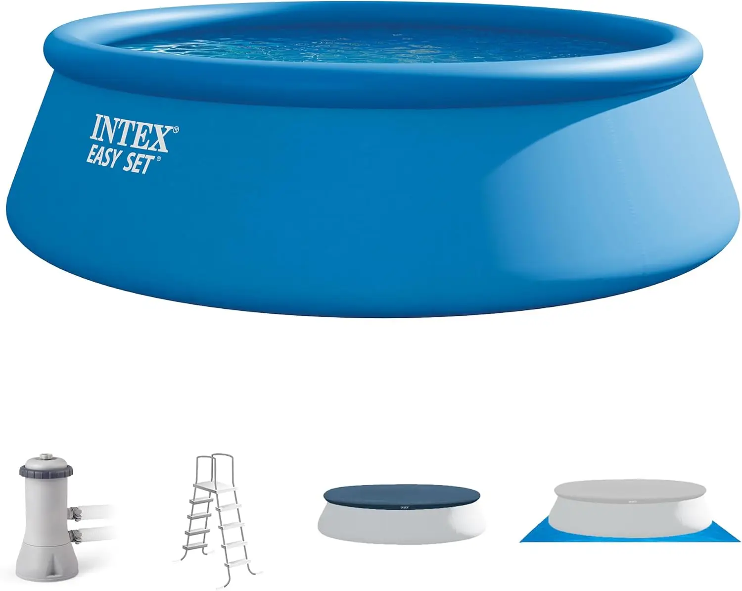 Easy Set 15 ft x 48in Above Ground Pool Set, Round Inflatable Swimming Pool