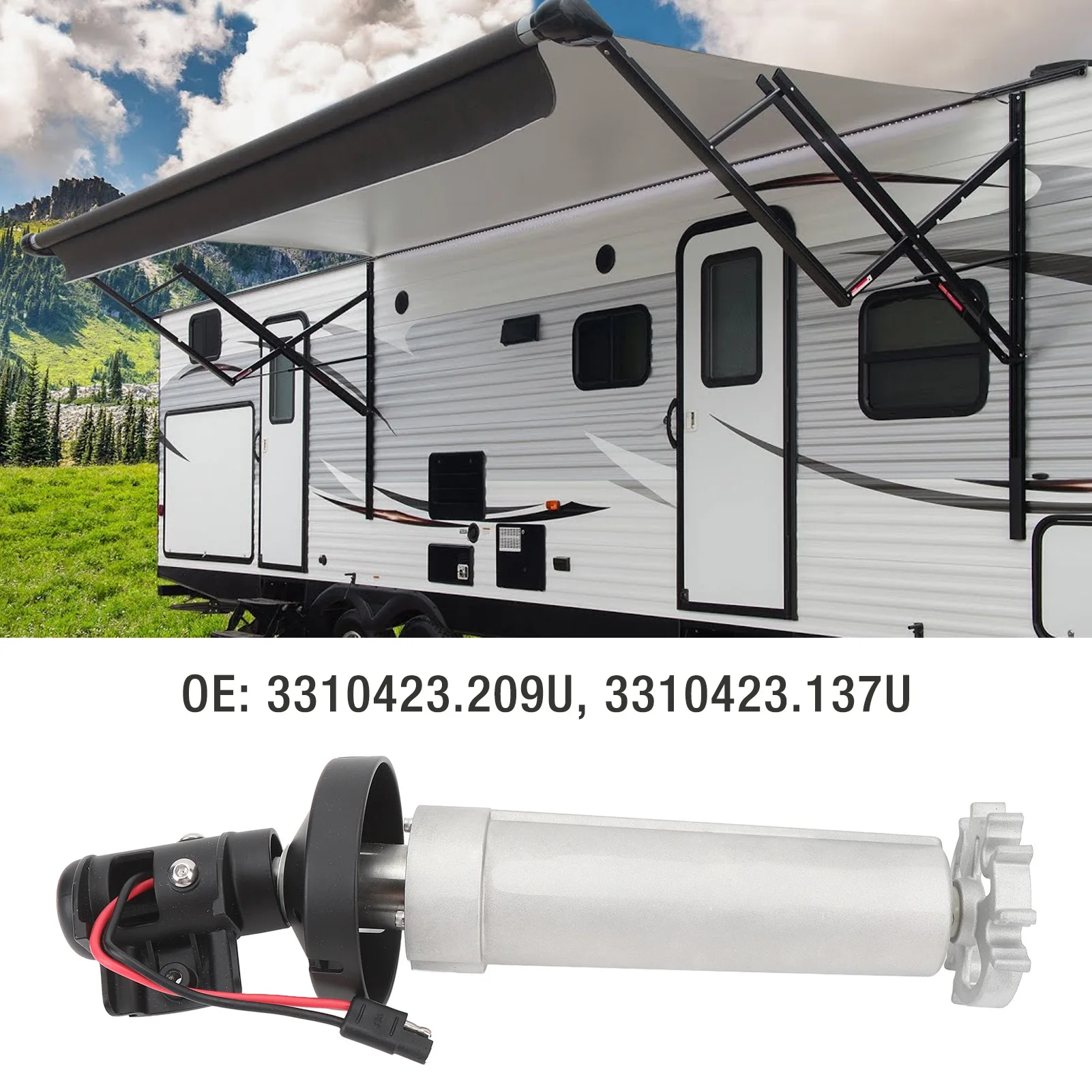 

12V DC RV Awning Motor RH Black Torsion Assembly Professional 3310423.209U for 910 915 916 917 Models