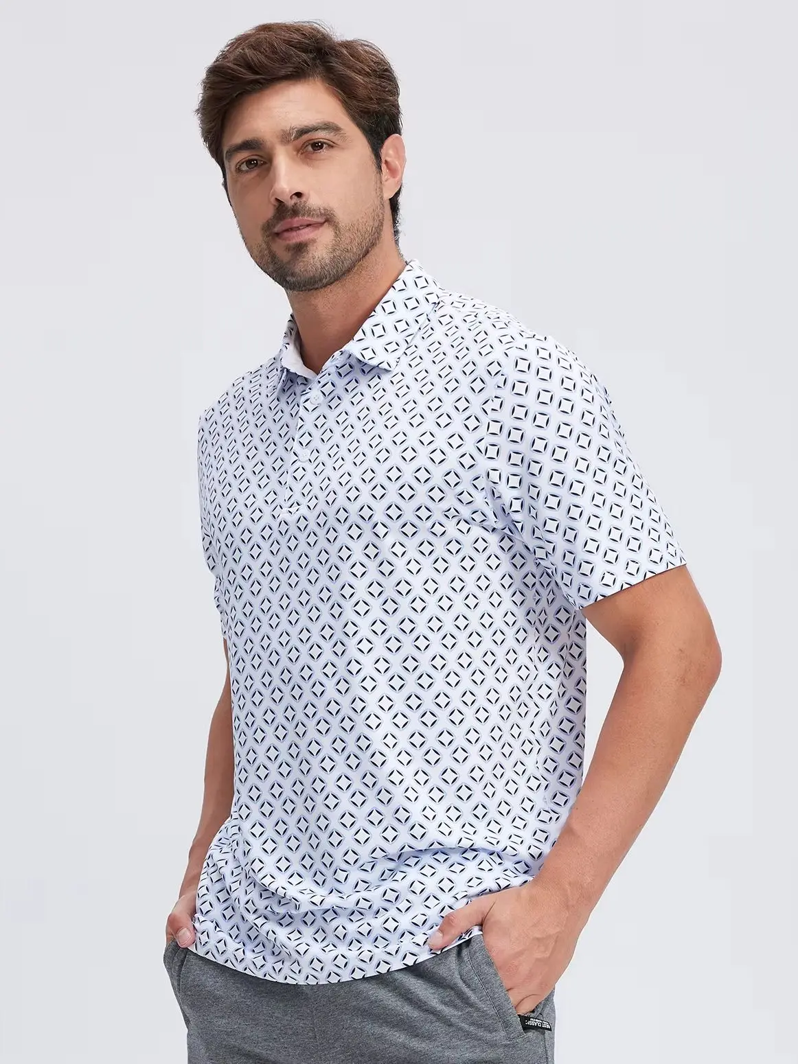 Summer Mens Golf Polo Shirts Quick Dry Print Tee Shirts Moisture Wicking Performance T-shirt Business Casual Polo Shirt