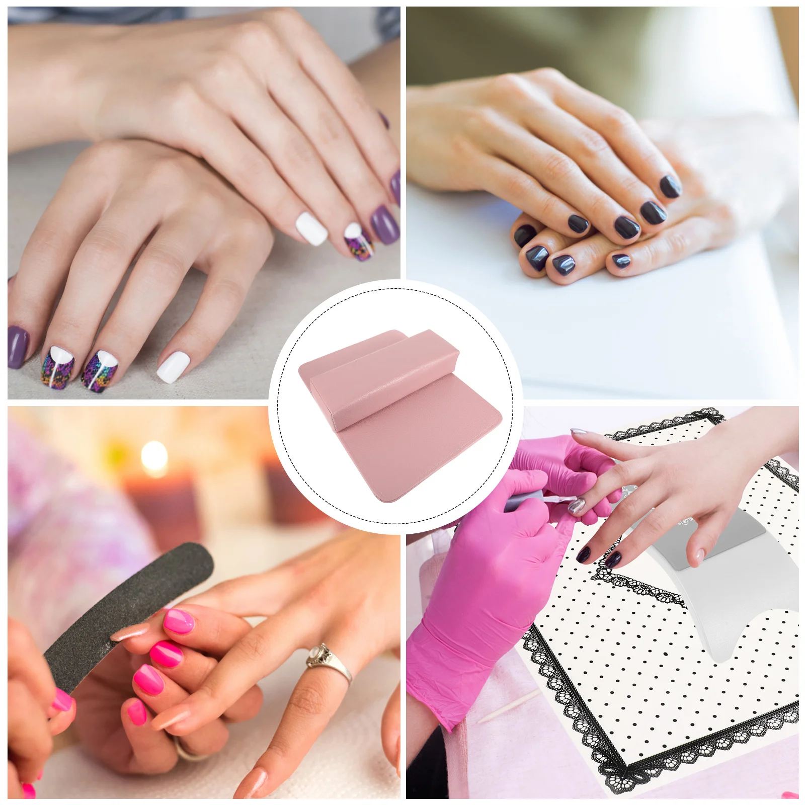 

2pcs Nail Art Hand Pillow Set Washable Manicure Mat For Salon Home Use Wrist Rest Cushion Nail Display Tool