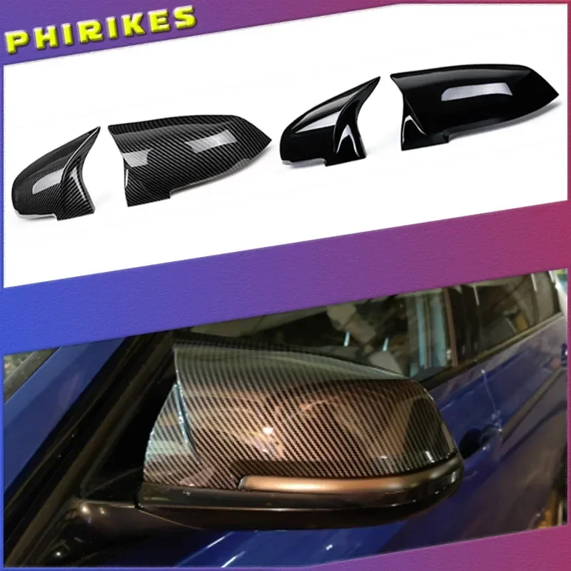 For BMW F20 F21 F22 F30 F32 F36 X1 F87 M3 1 Pair Rearview Mirror Cover Side Wing Rear View Mirror Case Covers Glossy Black 