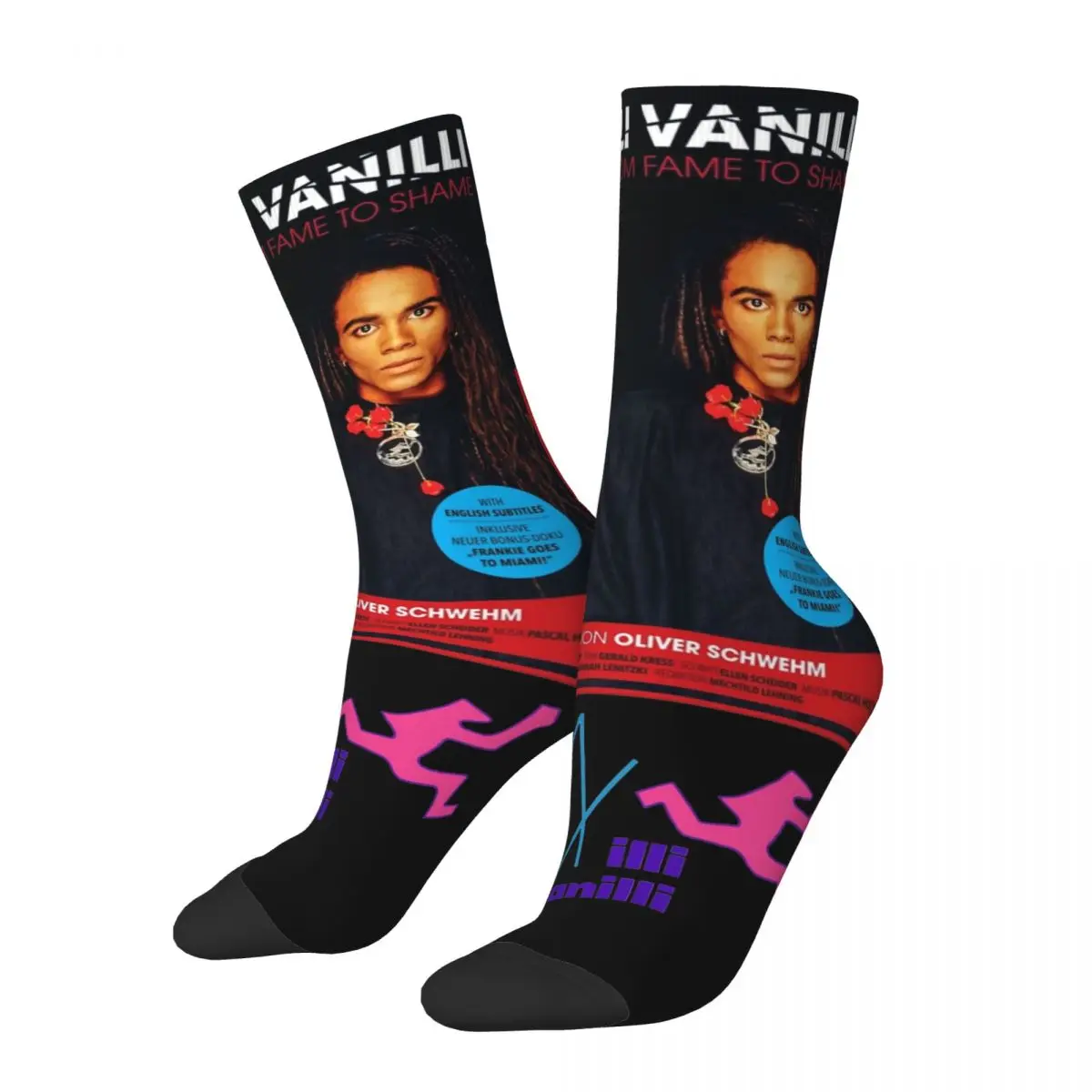 

Singer Milli Vanilli Music Theme Design Socks Accessories for Female Sweat Absorbing Dress Socks