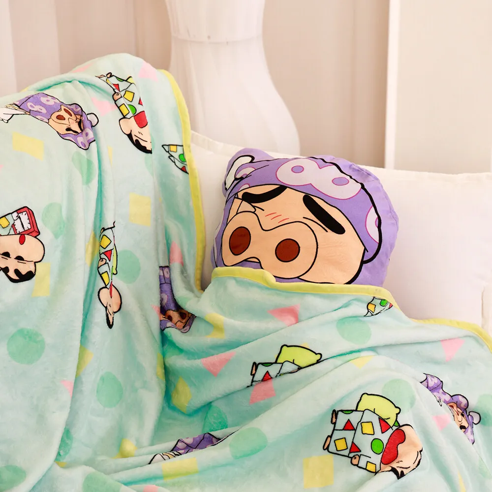 Cartoon Crayon Shin chan Knitted Blanket Soft Throw Blankets Pillow and Blanket 2-in-1 for Outdoor Travel Bed Rug view 4