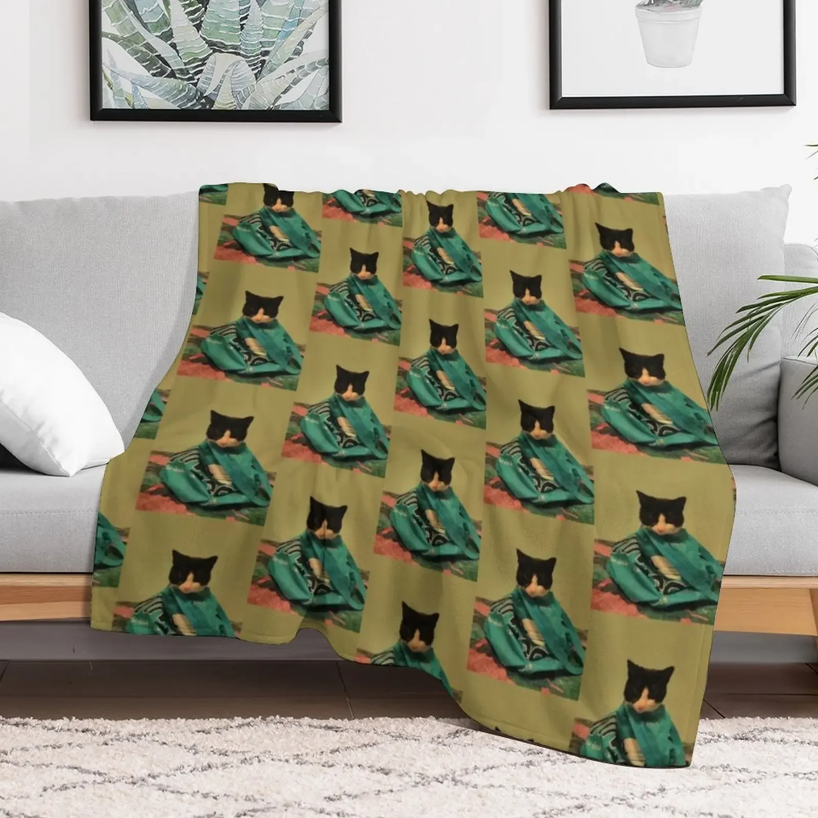 Shhhhh! Don't let the cat out of the bag Throw Blanket Picnic halloween Soft Plush Plaid Blankets