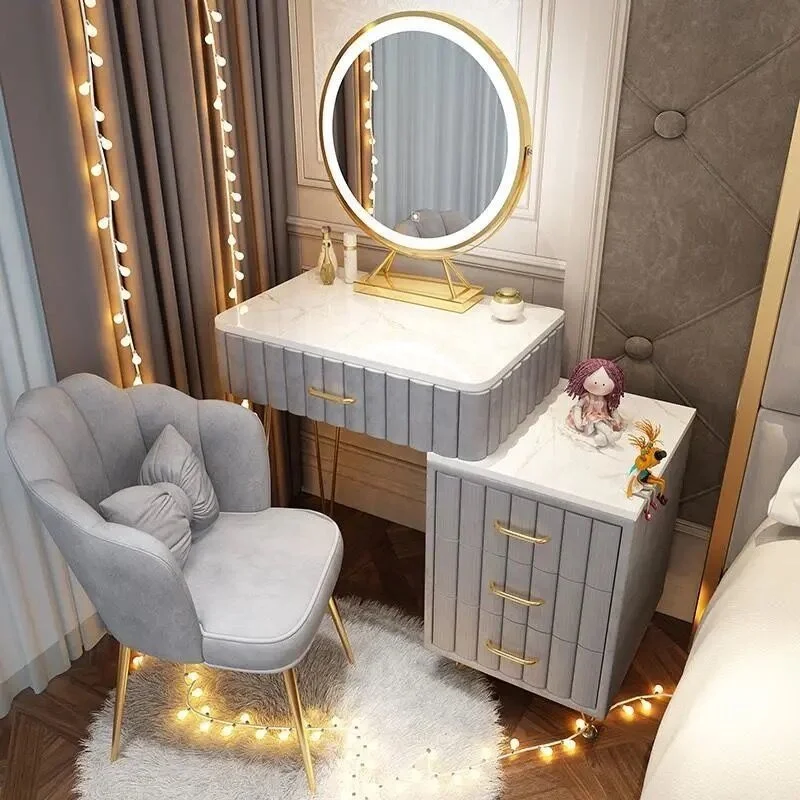 Light Luxury Marble Dressing Table Bedroom Storage Cabinet Smart Dressing Tables Makeup Table