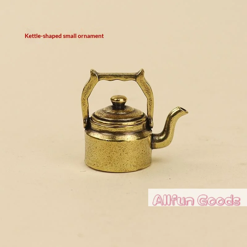 1Pcs Desk Ornament Antique Copper Mini Fingertip Kettle Teapot Pocket Incense Burner Retro Brass Tea Pet Home Decor Accessories