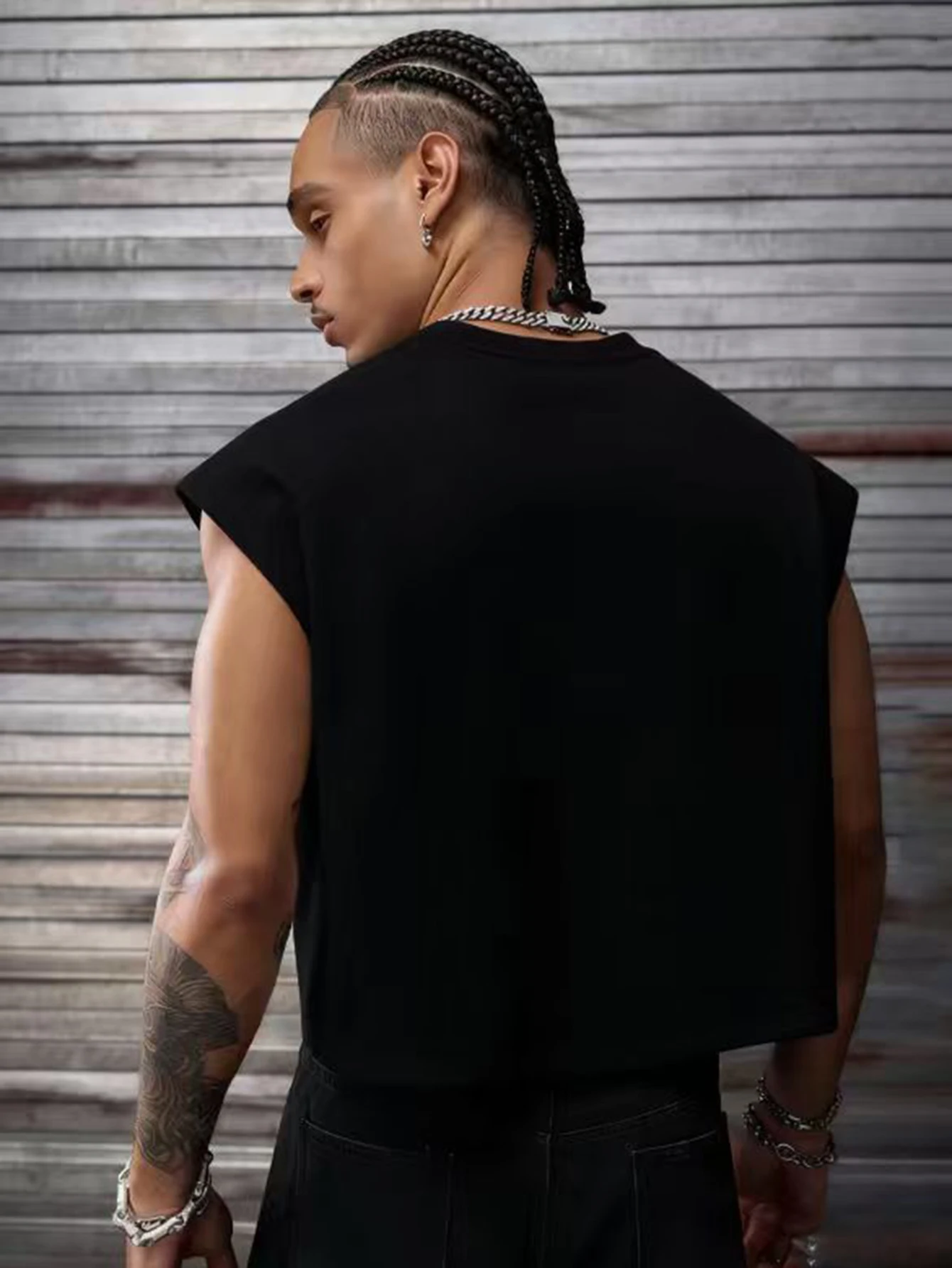 Men's Saint Virgin Monster Mouth Print Sleeveless Crop Tank Top Polyester S-2XL Loose Gothic Streetwear Cut Off Vest