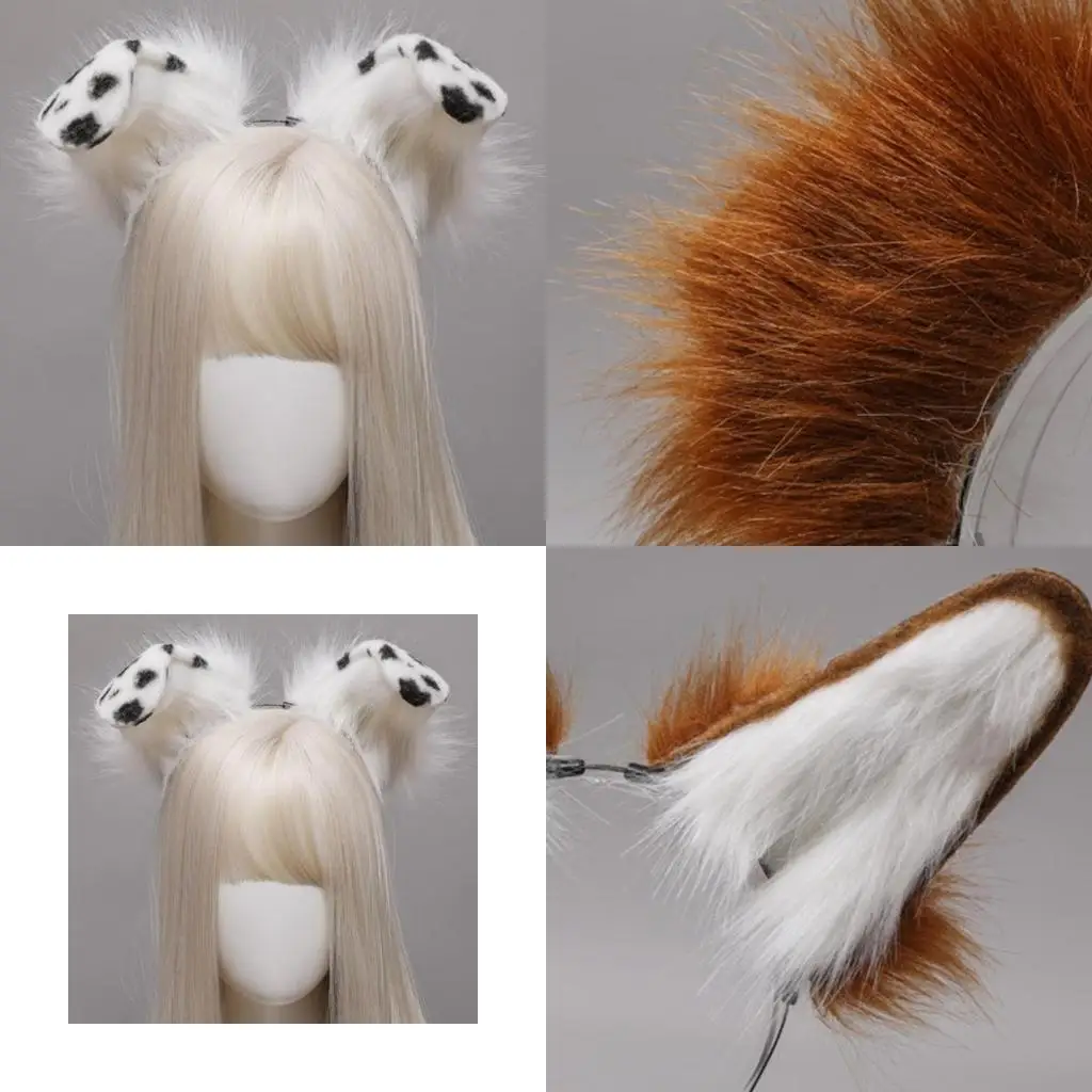 652F Animal Dog Ears Headband for Women Handmade Cosplay Halloween Headwear