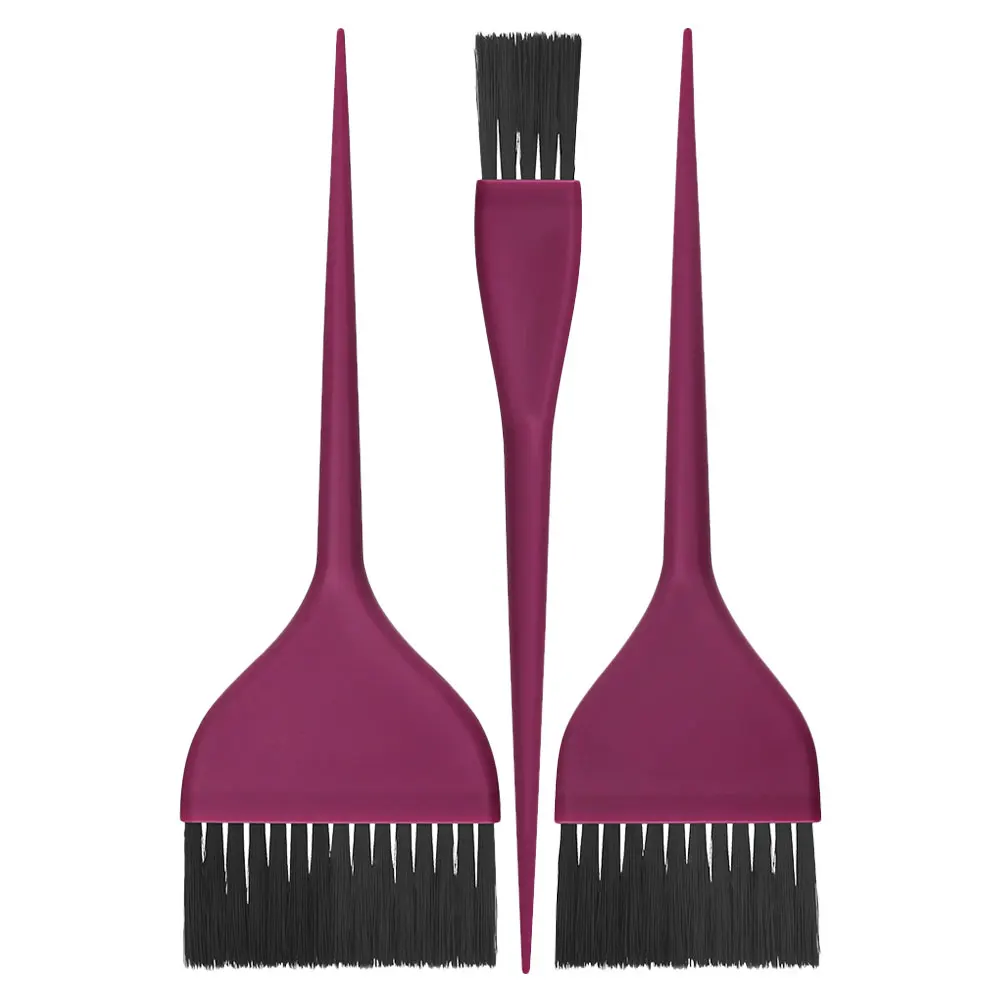 3 قطعة فرشاة صبغ الشعر مجموعة شعيرات النايلون مقبض عدم الانزلاق لصالون المنزل استخدام البنفسجي تلوين الشعر أدوات عدة قضيب دائم #1