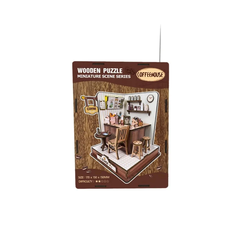 DIY Mini-Kaffeehaus aus Holz, 3D-Puzzle – 3D-Montage-Puppenhaus, festliches Geschenk, Bastelspielzeug für Heimdekoration und kreatives Hobby
