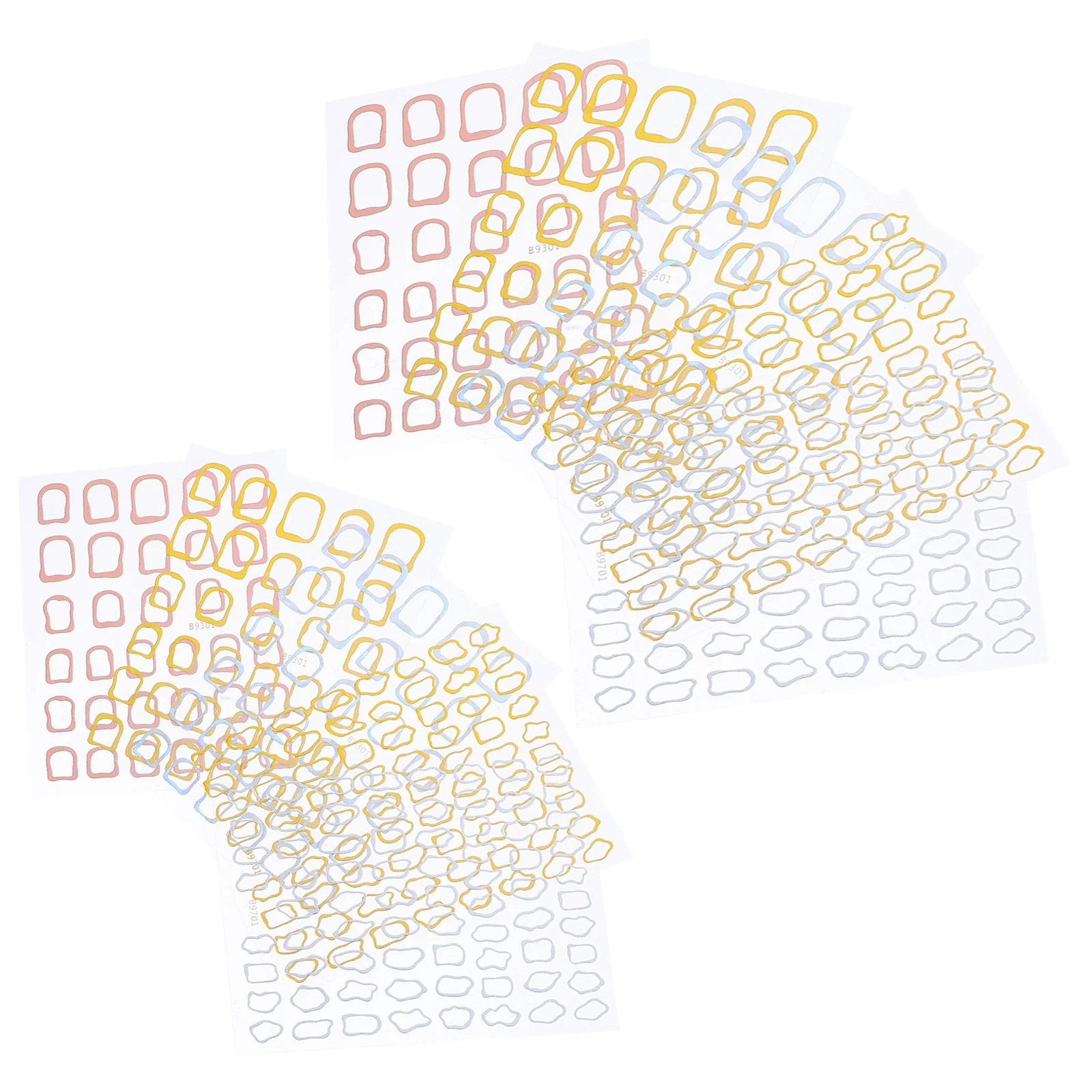 

10pcs Metallic Gold Nail Art Stickers 3D Geometric Hollow Frame Self-Adhesive Decals For Acrylic Nails Diy Decoration Minimalist