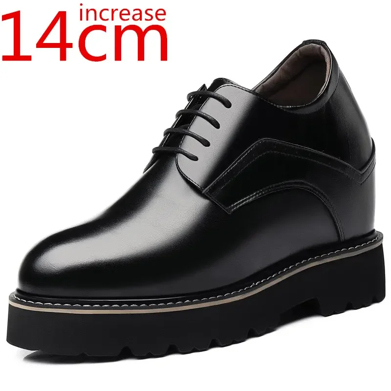 Wedding Leather Shoes Ultra-high Heels Business Stage Shoe  Extra-high 14cm Men's Elevator Shoes Rare Inner Height-enhancing