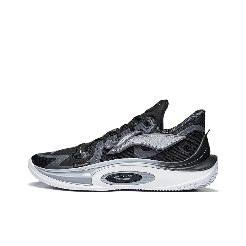 Tênis POIZON STA x Li Ning Sonic 11 STA em Têxtil, TPU Resistente à Abrasão, Respirável, Cano Baixo, Tecnologia Li Ning BOOM LIGHT FOAM PLUS