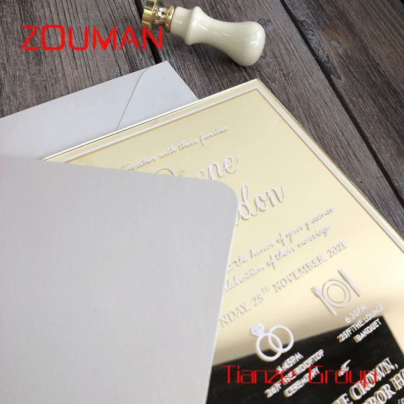 Custom , Custom Your Own Personal Birthday Wedding Dance Concert Party Business Graduation Acrylic Mirror Wedding Invitation Car