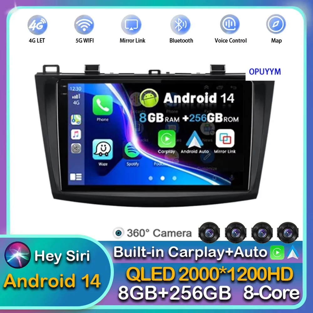 

Автомагнитола Carplay 2DIN на Android 14 с поддержкой Wi-Fi и 4G для Mazda 3 2004 2005-2013, мультимедийный видеоплеер с GPS, стерео, DVD, DSP