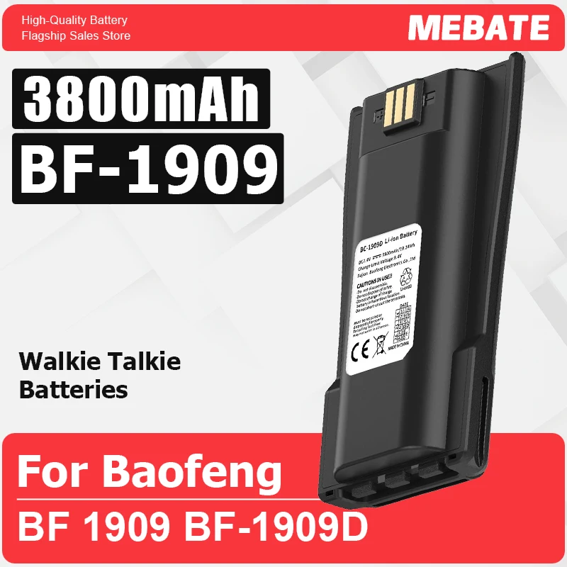 Walkie Talkie Battery BF-1909 Li-ion 3800mAh Extra Batteries for Two Way Radio BF1909 Replacement Power Radio Receiver