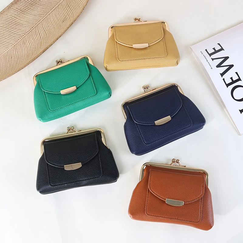 

5 шт. кошельки для монет женские из искусственной кожи простой держатель для губной помады с клапаном сумка для хранения с засовом разные цвета