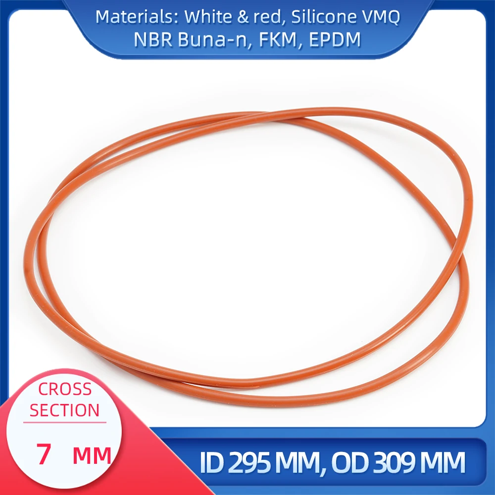 

O Ring CS 7 mm ID 295 mm OD 309 mm Material With Silicone VMQ NBR FKM EPDM ORing Seal Gask