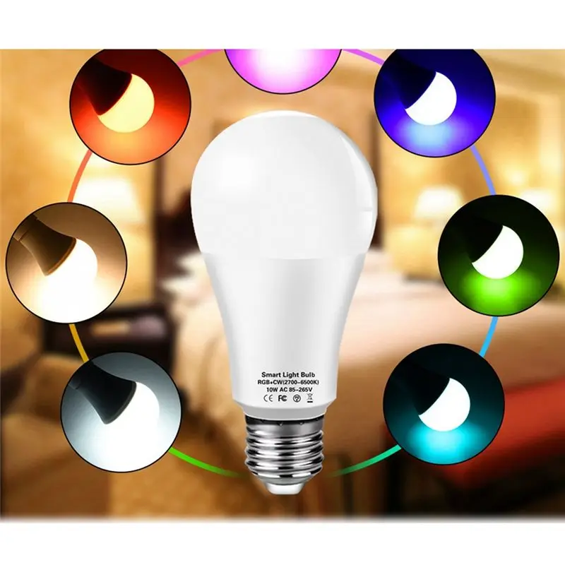 A29F-2Pcs Tuya Smart E27 Smart Bulb,Dimmable WIFI Bulb,Alexa Controlled RGBCW Energy Saving,Dimming And Color Adjustment 18W