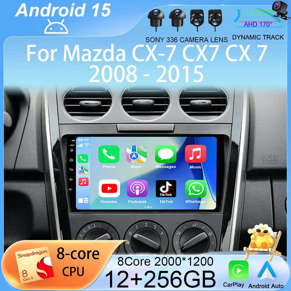 

Android 15 For Mazda CX-7 CX7 CX 7 2008 - 2015 Car Radio Stereo Multimedia Video Player Navigation GPS Wireless Carplay Auto