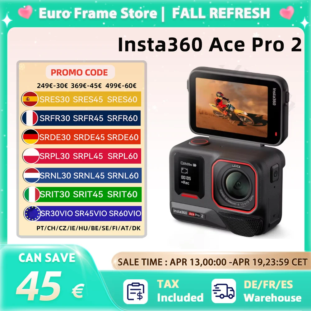 【EU Stock】Insta360 Ace Pro 2 8K Waterproof Action Camera Dual AI chips, 1/1.3-inch sensor AcePro 2 New