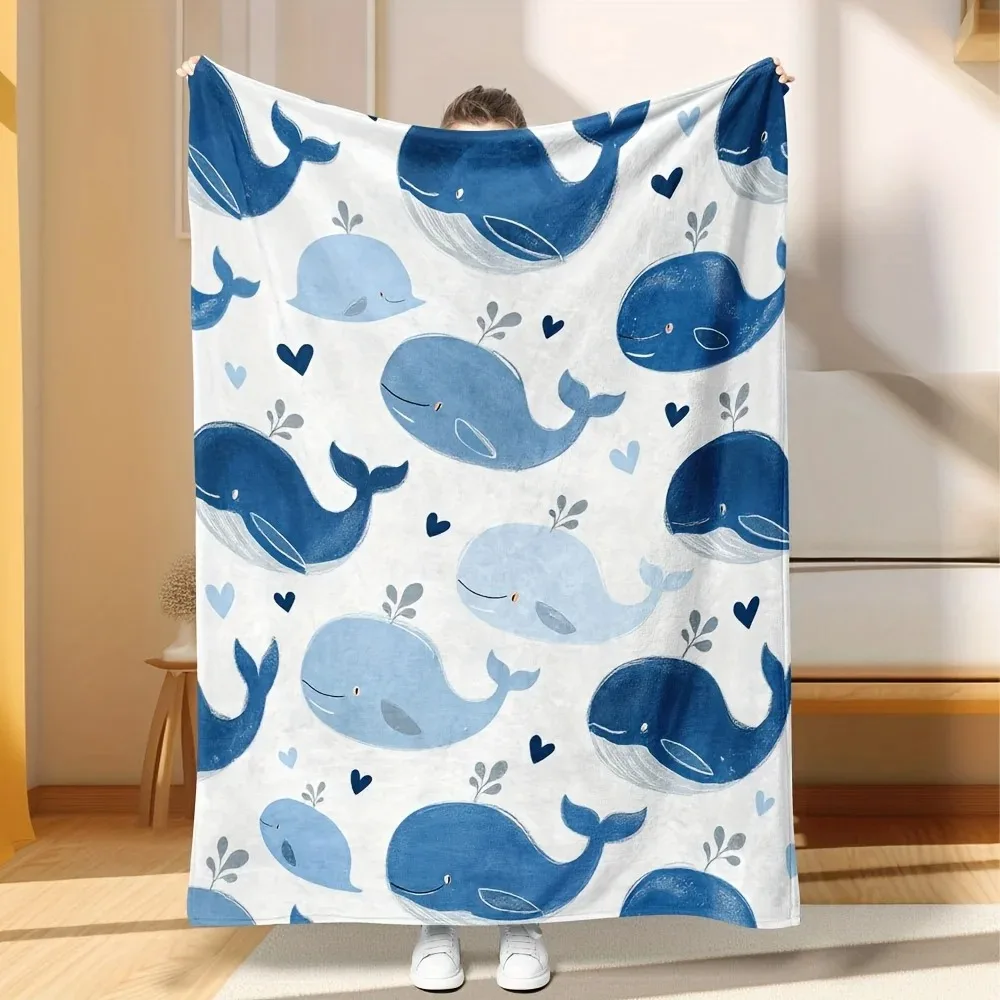 

Фланелевое одеяло с принтом морских животных (китов), супермягкое, легкое, можно стирать, идеально подходит для дивана, кровати, офиса, всесезонное теплое покрывало