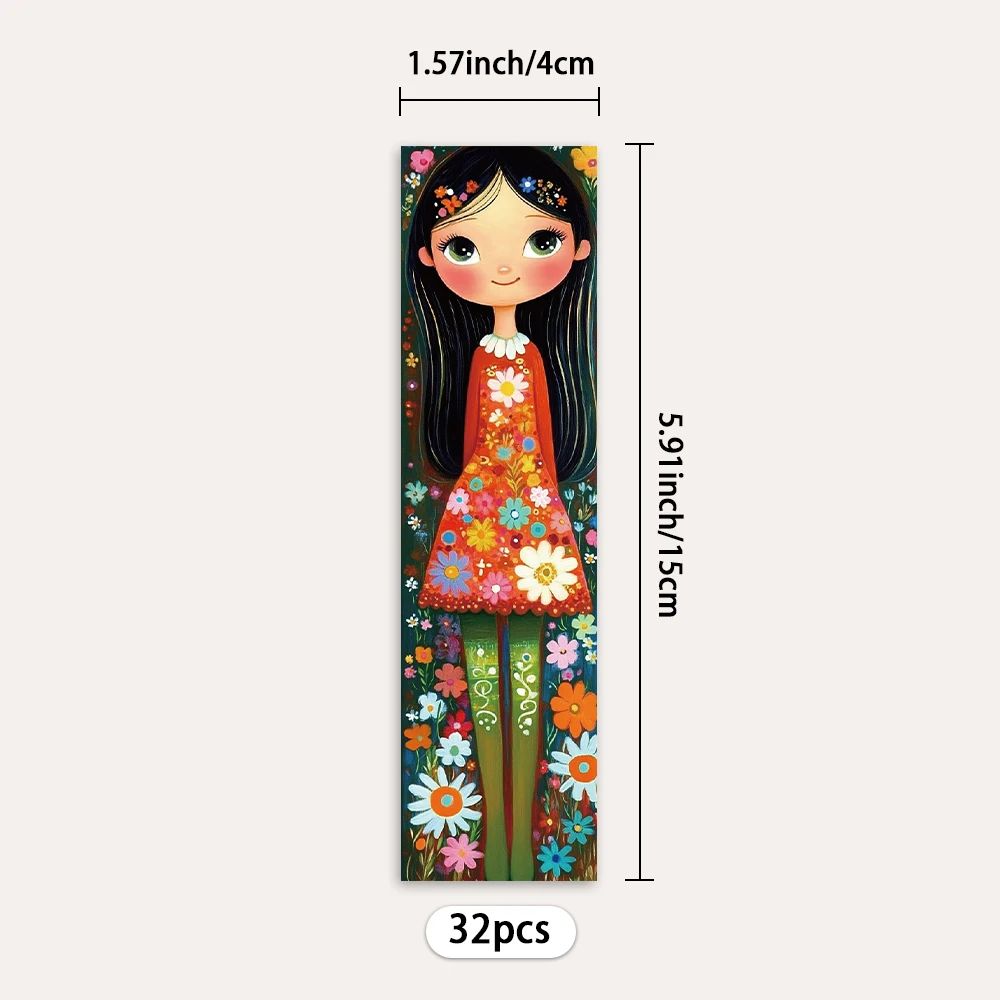 32pcs, Cute Girl Bookmarks, Suitable for Back-to-School Season, Christmas, Halloween, Teachers, Readers, Birthdays.