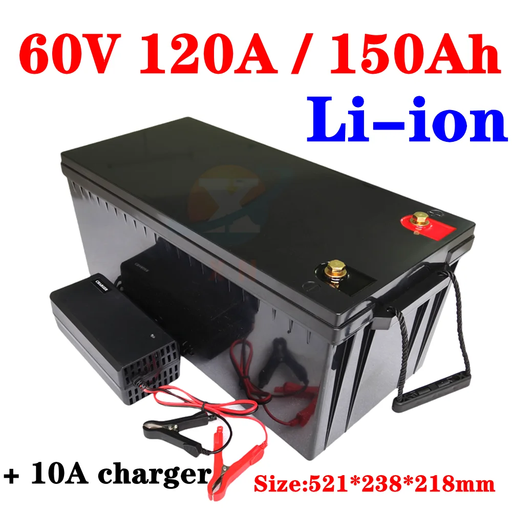 impermeabile 60V 150Ah batteria al litio 60V 150AH li ioni di litio Con BMS per 6000W scooter AGV demo Go Cart bici + 10A carica