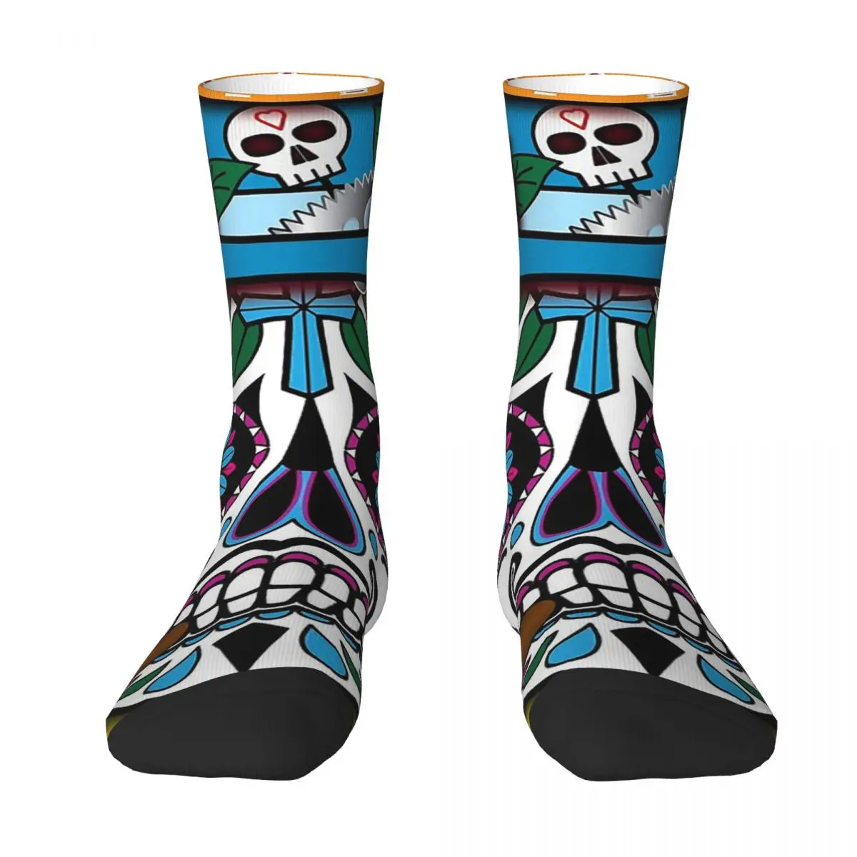 Sugar Skull Day Of The Dead Fire Sugar Skull Poster Men Women Socks Windproof Novelty Spring Summer Autumn Winter Stockings Gift