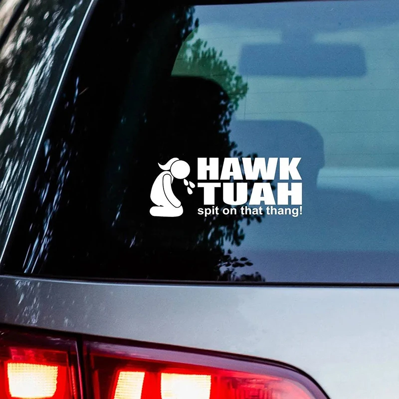 Hawk Tuah lidah sticker vinil anak perempuan, stiker vinil virus lucu untuk mobil, truk, kotak, Laptop tahan air stiker mobil