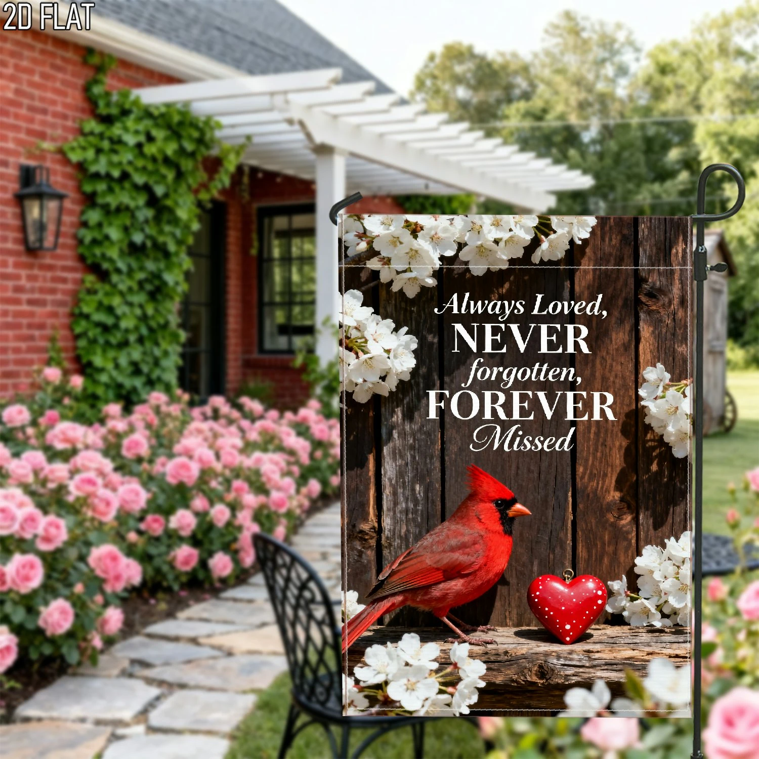 1pcs Always Loved Never Forgotten Forever Missed Cardinal Memorial Garden Flag