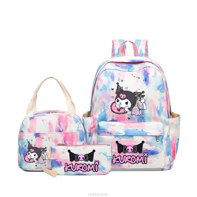 Lovely Kuromi Melody Backpacks Lunch Bag 3pcs Teens Women Men School Students Backpack Cartoon Laptop School Bag Travel Mochila