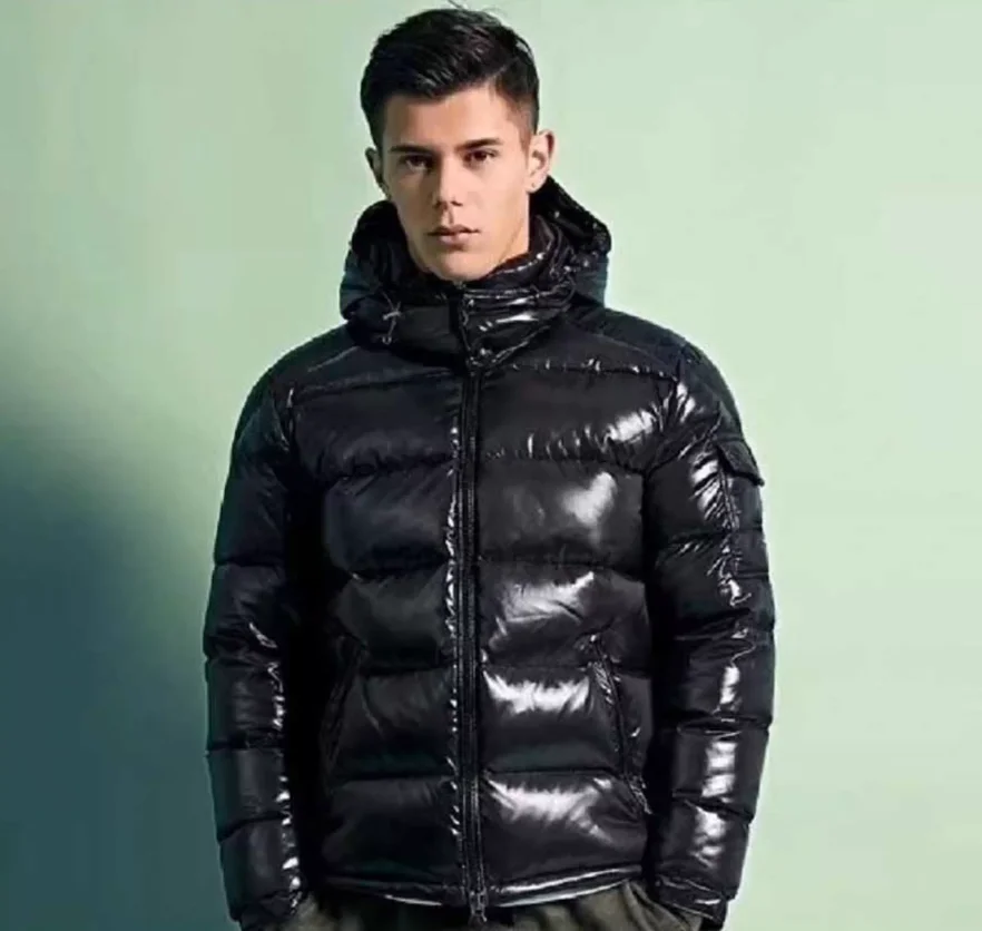 

Shiny Parkas Hombre Buffer Bubble Thick Jackets Casual Men Fashion Shiny Stand Up Waterproof Male Parkas Quilted Padded Coat
