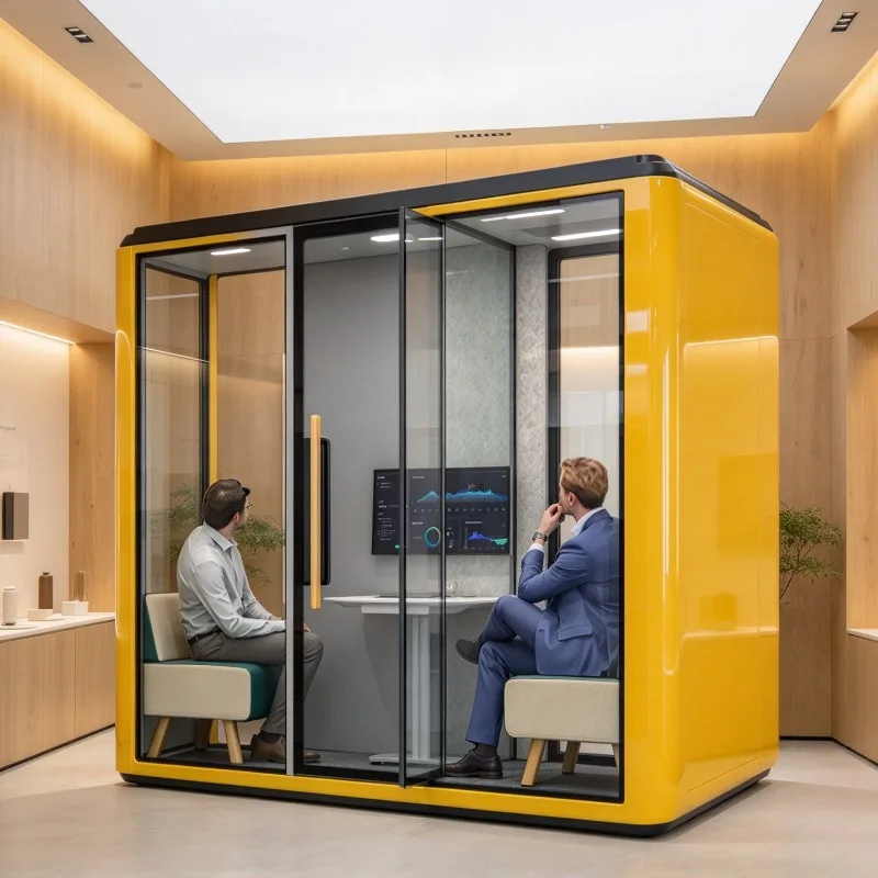 Modern Soundproof Booth Acoustic Pod Office Pod with LED Light Ventilation for Office Meeting Phone Call Video Conference Work